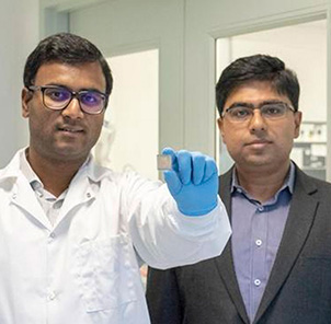 Postdoctoral Fellow Sayan Chandra (left) and Associate Professor Debashis Chanda (right)